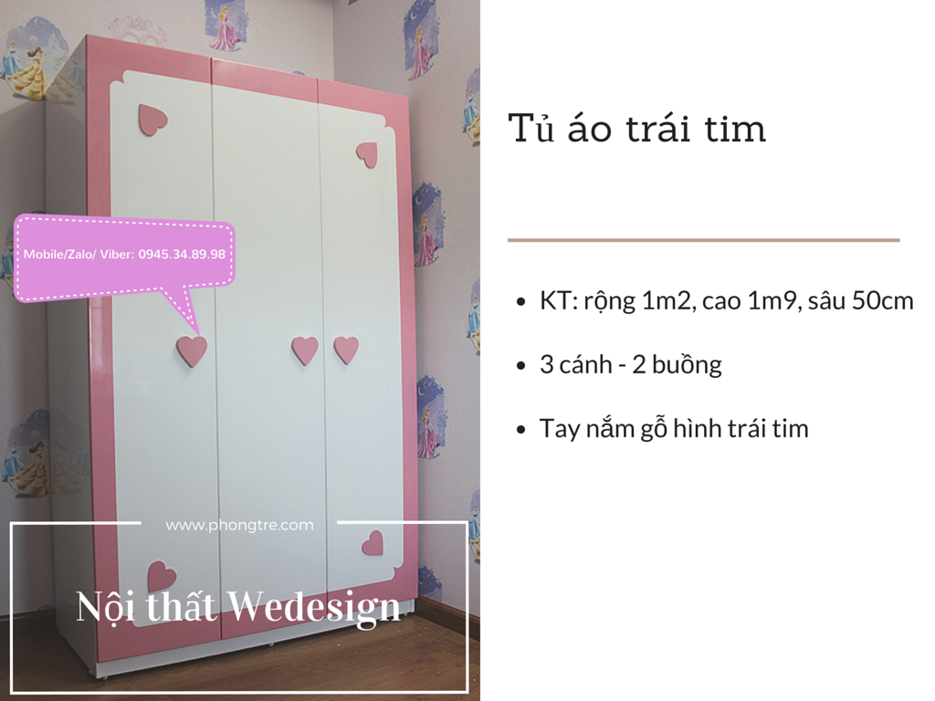 Album góc học tập - tủ quần áo chủ đề trái tim
